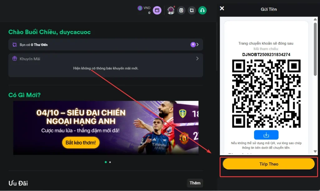 Giao dịch để cho tiền về tài khoản hội viên nhanh chóng